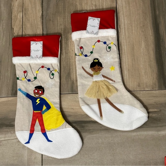 African-American Dancing Golden Ballerina Christmas Stocking - Picture 2 of 5